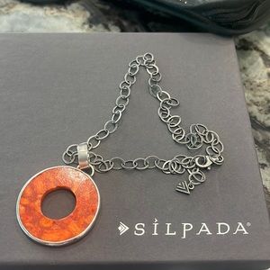 Silpada sponge coral pendant on a sterling silver necklace with a lobster clasp